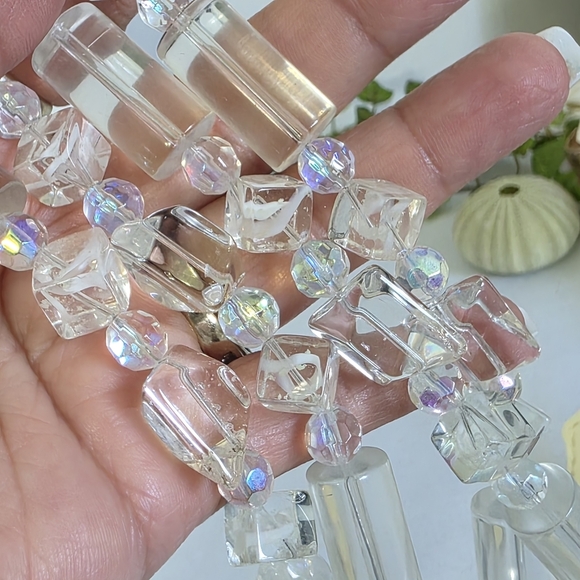 Vintage Artisan Crystal Glass Bead Necklace and Earrings Set - Picture 11 of 11